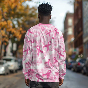 Pink Ribbon With Tie Dye Long Sleeve Shirt Breast Cancer Awareness - African Pride
