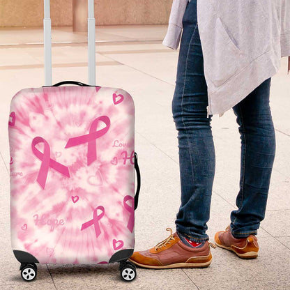 Pink Ribbon With Tie Dye Luggage Cover Breast Cancer Awareness - African Pride
