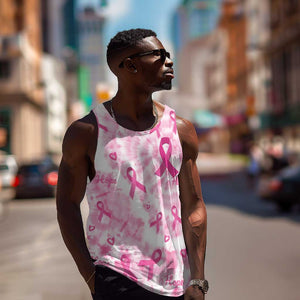 Pink Ribbon With Tie Dye Men Tank Top Breast Cancer Awareness - African Pride