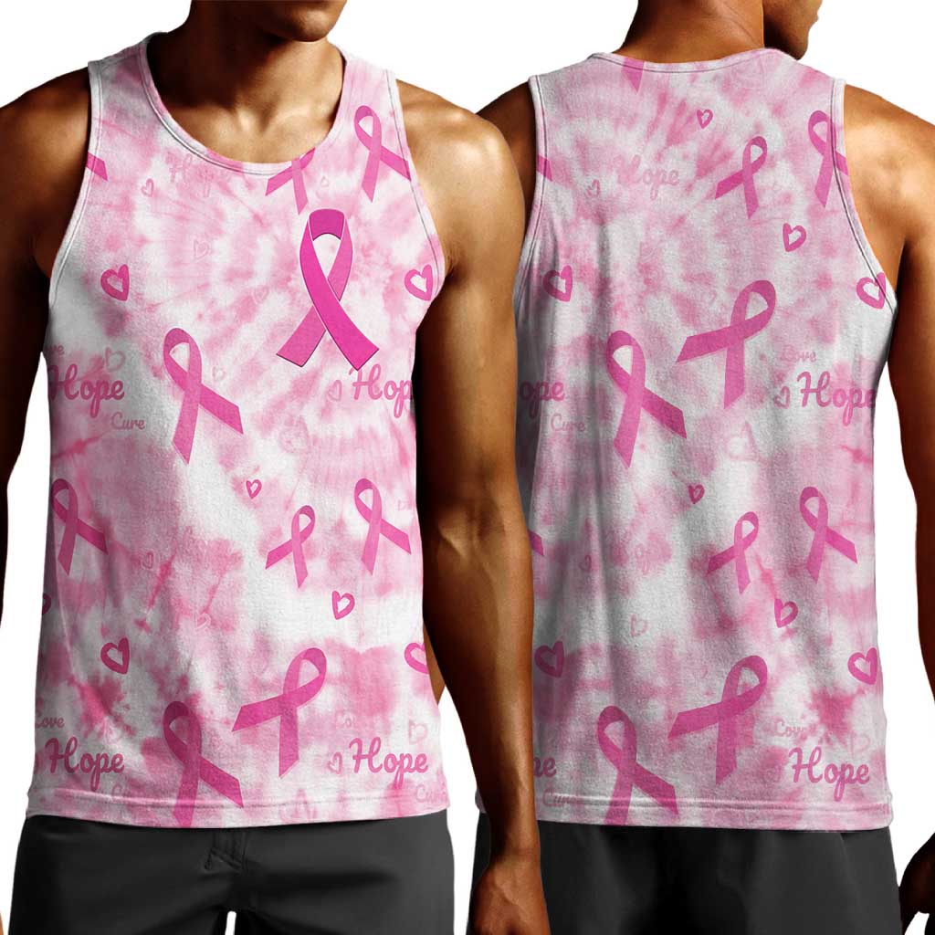 Pink Ribbon With Tie Dye Men Tank Top Breast Cancer Awareness - African Pride