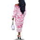 Pink Ribbon With Tie Dye Off The Shoulder Long Sleeve Dress Breast Cancer Awareness - African Pride