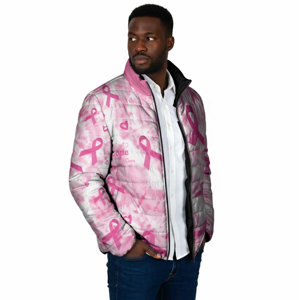 Breast Cancer Awareness Pink Ribbon Padded Jacket Tie Dye Style
