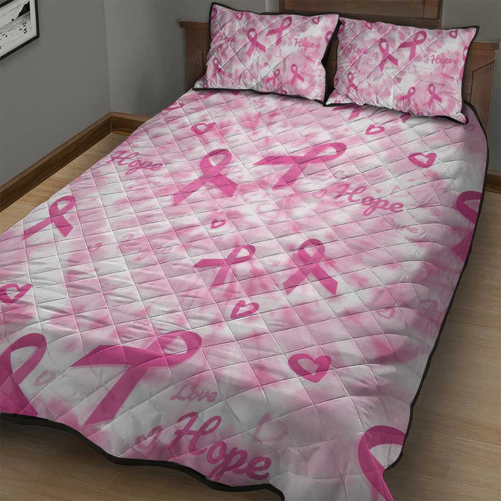 Pink Ribbon With Tie Dye Quilt Bed Set Breast Cancer Awareness - African Pride