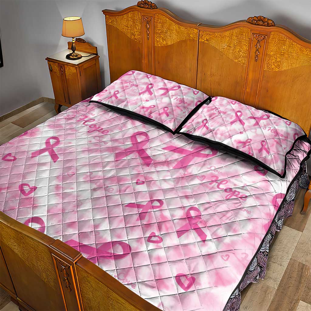 Pink Ribbon With Tie Dye Quilt Bed Set Breast Cancer Awareness - African Pride