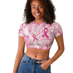 Pink Ribbon With Tie Dye Raglan Cropped T shirt Breast Cancer Awareness - African Pride