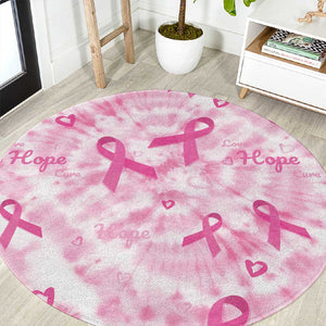 Pink Ribbon With Tie Dye Round Carpet Breast Cancer Awareness - African Pride