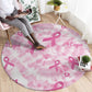 Pink Ribbon With Tie Dye Round Carpet Breast Cancer Awareness - African Pride