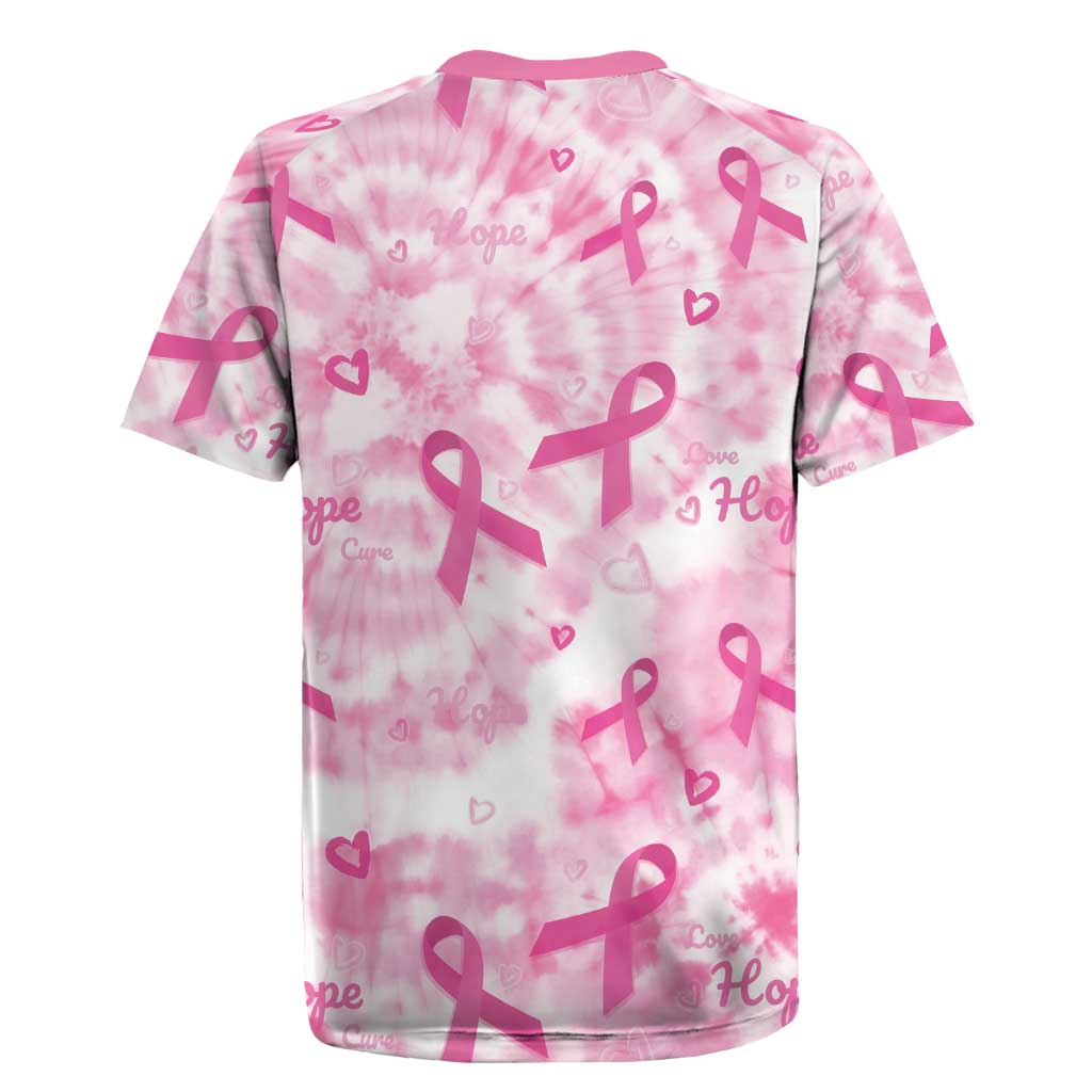 Pink Ribbon With Tie Dye Rugby Jersey Breast Cancer Awareness - African Pride
