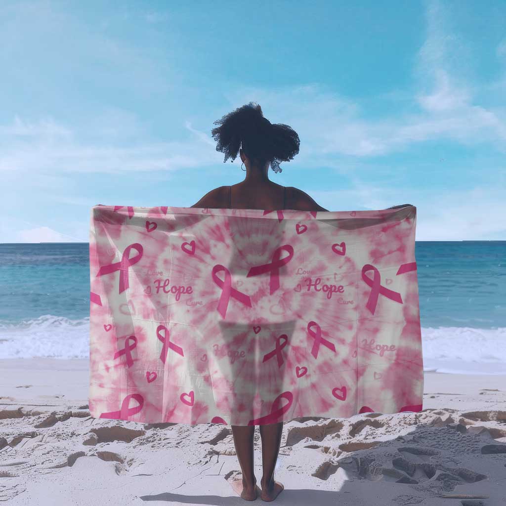Pink Ribbon With Tie Dye Sarong Breast Cancer Awareness - African Pride