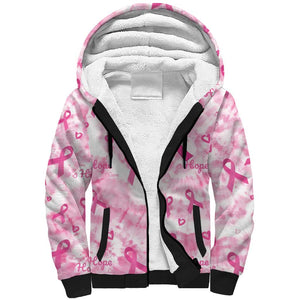 Pink Ribbon With Tie Dye Sherpa Hoodie Breast Cancer Awareness - African Pride