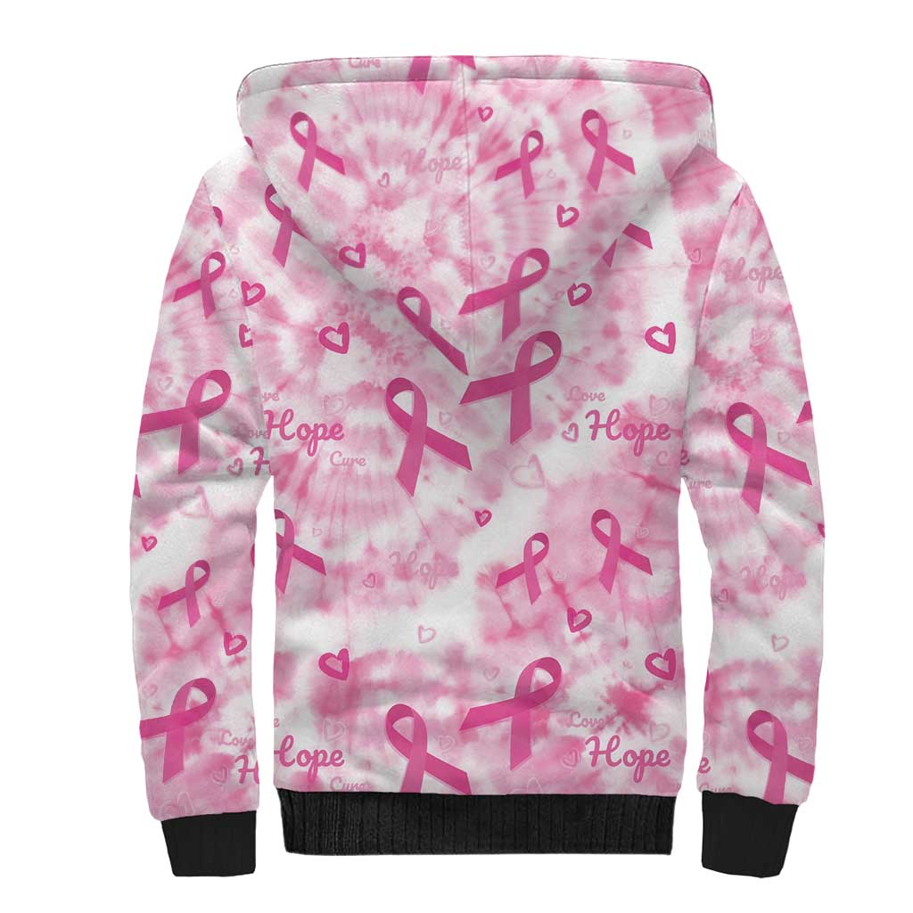 Pink Ribbon With Tie Dye Sherpa Hoodie Breast Cancer Awareness - African Pride