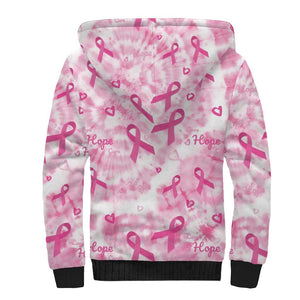 Pink Ribbon With Tie Dye Sherpa Hoodie Breast Cancer Awareness - African Pride