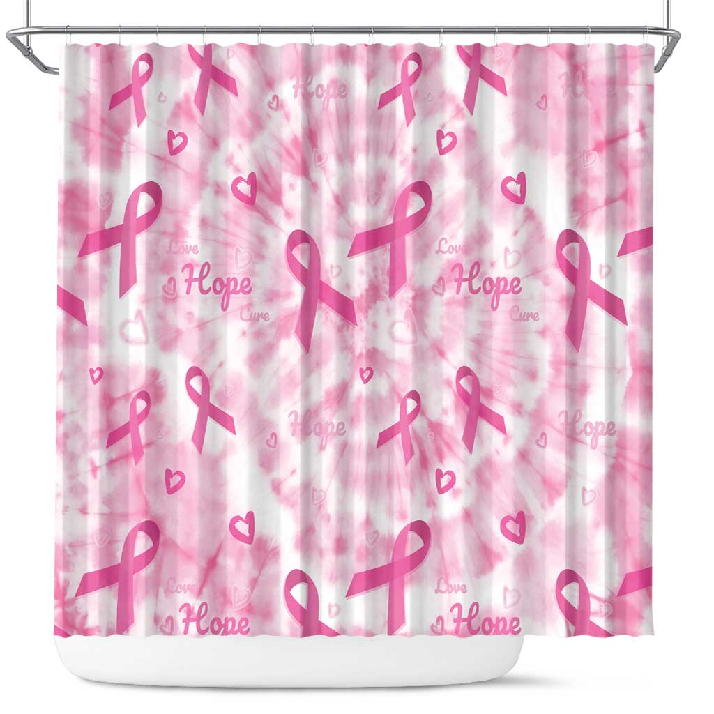 Pink Ribbon With Tie Dye Shower Curtain Breast Cancer Awareness - African Pride
