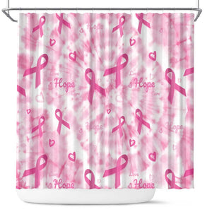 Pink Ribbon With Tie Dye Shower Curtain Breast Cancer Awareness - African Pride