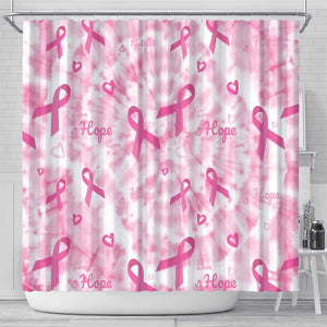Pink Ribbon With Tie Dye Shower Curtain Breast Cancer Awareness - African Pride