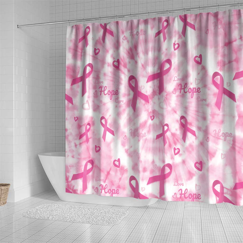 Pink Ribbon With Tie Dye Shower Curtain Breast Cancer Awareness - African Pride