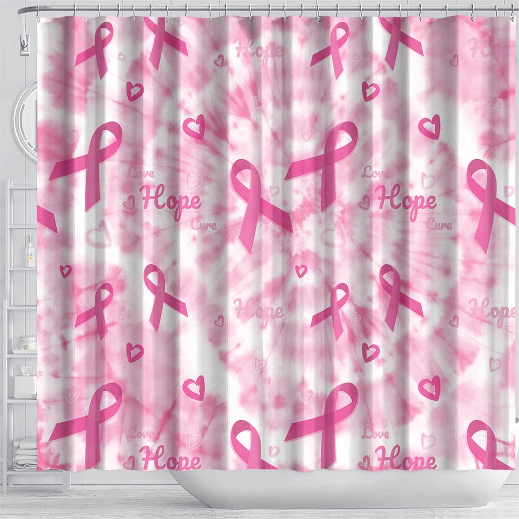Pink Ribbon With Tie Dye Shower Curtain Breast Cancer Awareness - African Pride