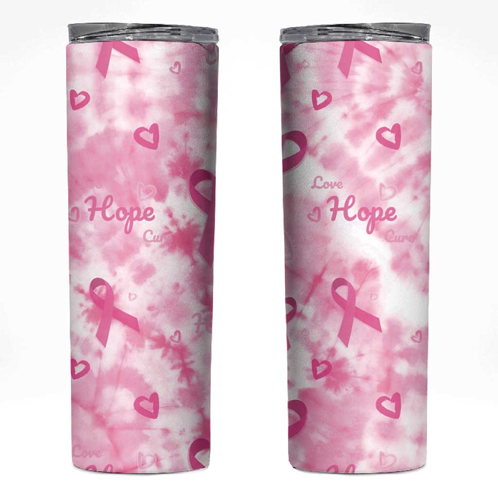 Pink Ribbon With Tie Dye Skinny Tumbler Breast Cancer Awareness - African Pride