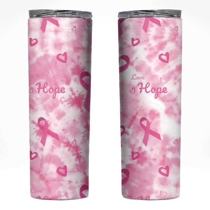 Pink Ribbon With Tie Dye Skinny Tumbler Breast Cancer Awareness - African Pride