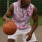 Pink Ribbon With Tie Dye Sleeveless Hoodie Breast Cancer Awareness - African Pride