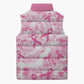 Breast Cancer Awareness Pink Ribbon Sleeveless Puffer Jacket Tie Dye Style