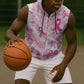 Pink Ribbon With Tie Dye Sleeveless Zip Hoodie Breast Cancer Awareness - African Pride
