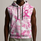 Pink Ribbon With Tie Dye Sleeveless Zip Hoodie Breast Cancer Awareness - African Pride