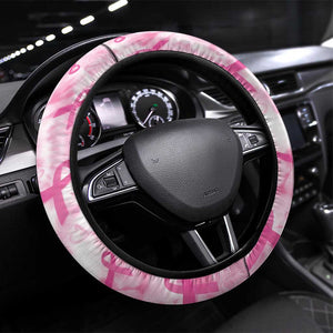Pink Ribbon With Tie Dye Steering Wheel Cover Breast Cancer Awareness - African Pride