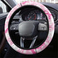 Pink Ribbon With Tie Dye Steering Wheel Cover Breast Cancer Awareness - African Pride