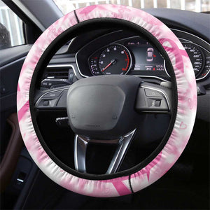 Pink Ribbon With Tie Dye Steering Wheel Cover Breast Cancer Awareness - African Pride