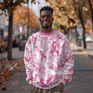 Pink Ribbon With Tie Dye Sweatshirt Breast Cancer Awareness - African Pride