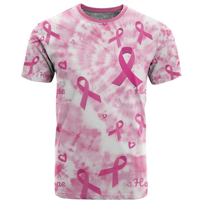 Pink Ribbon With Tie Dye T shirt Breast Cancer Awareness - African Pride