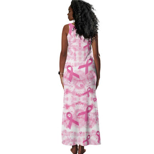 Pink Ribbon With Tie Dye Tank Maxi Dress Breast Cancer Awareness - African Pride