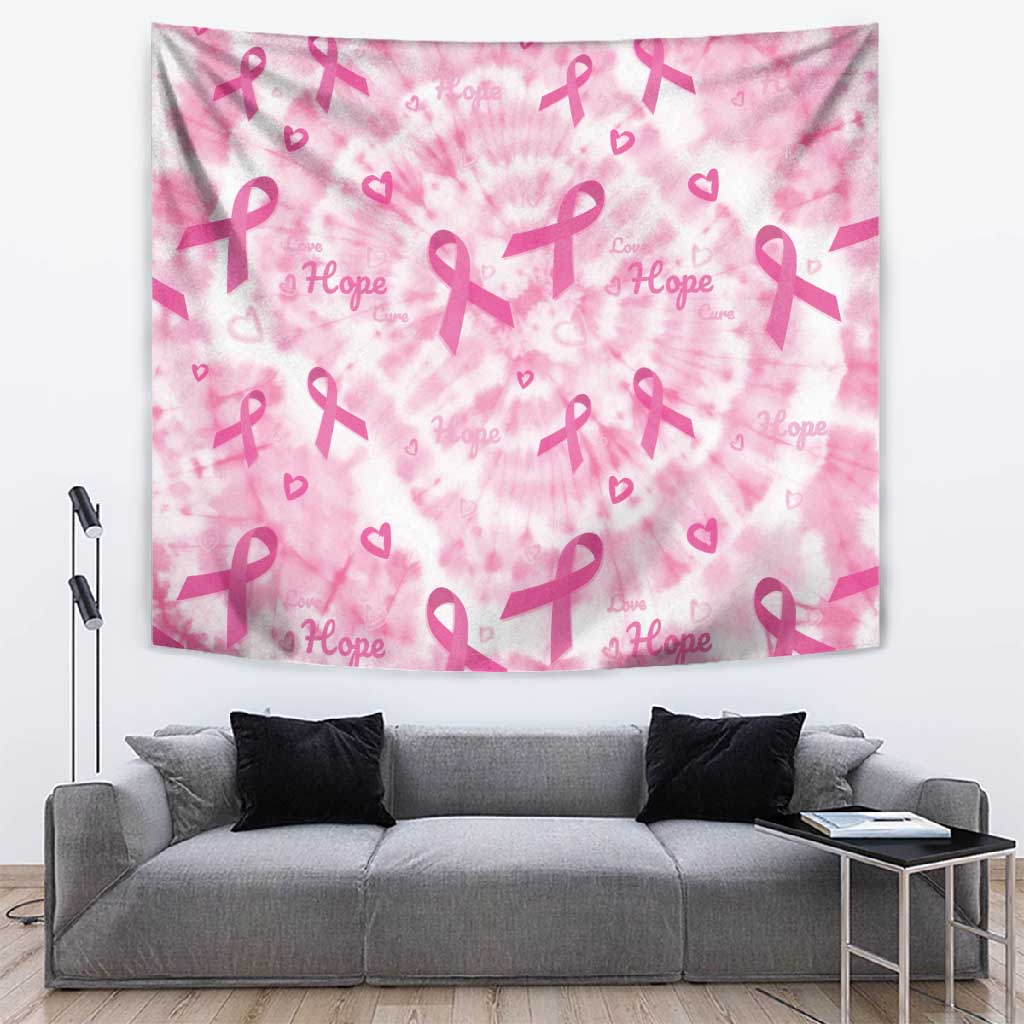Pink Ribbon With Tie Dye Tapestry Breast Cancer Awareness - African Pride