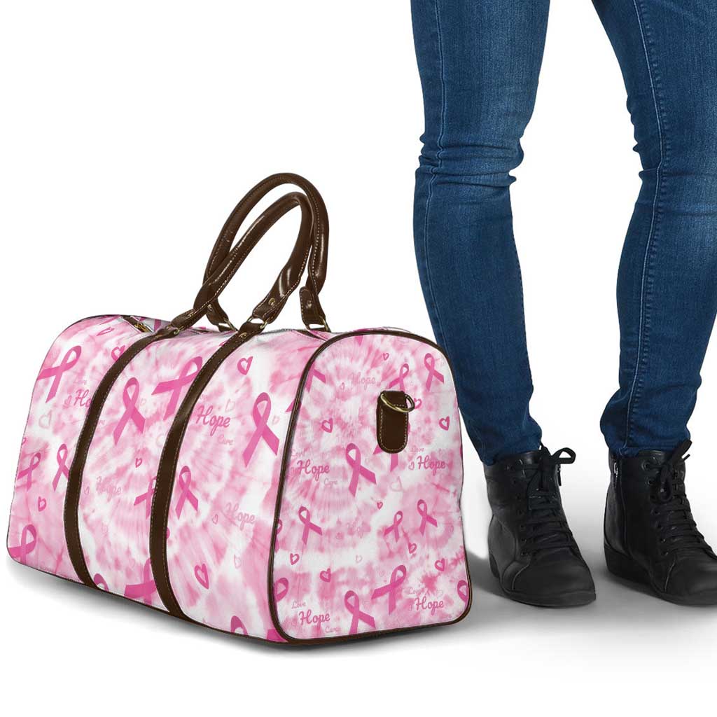 Breast Cancer Awareness Pink Ribbon Travel Bag Tie Dye Style