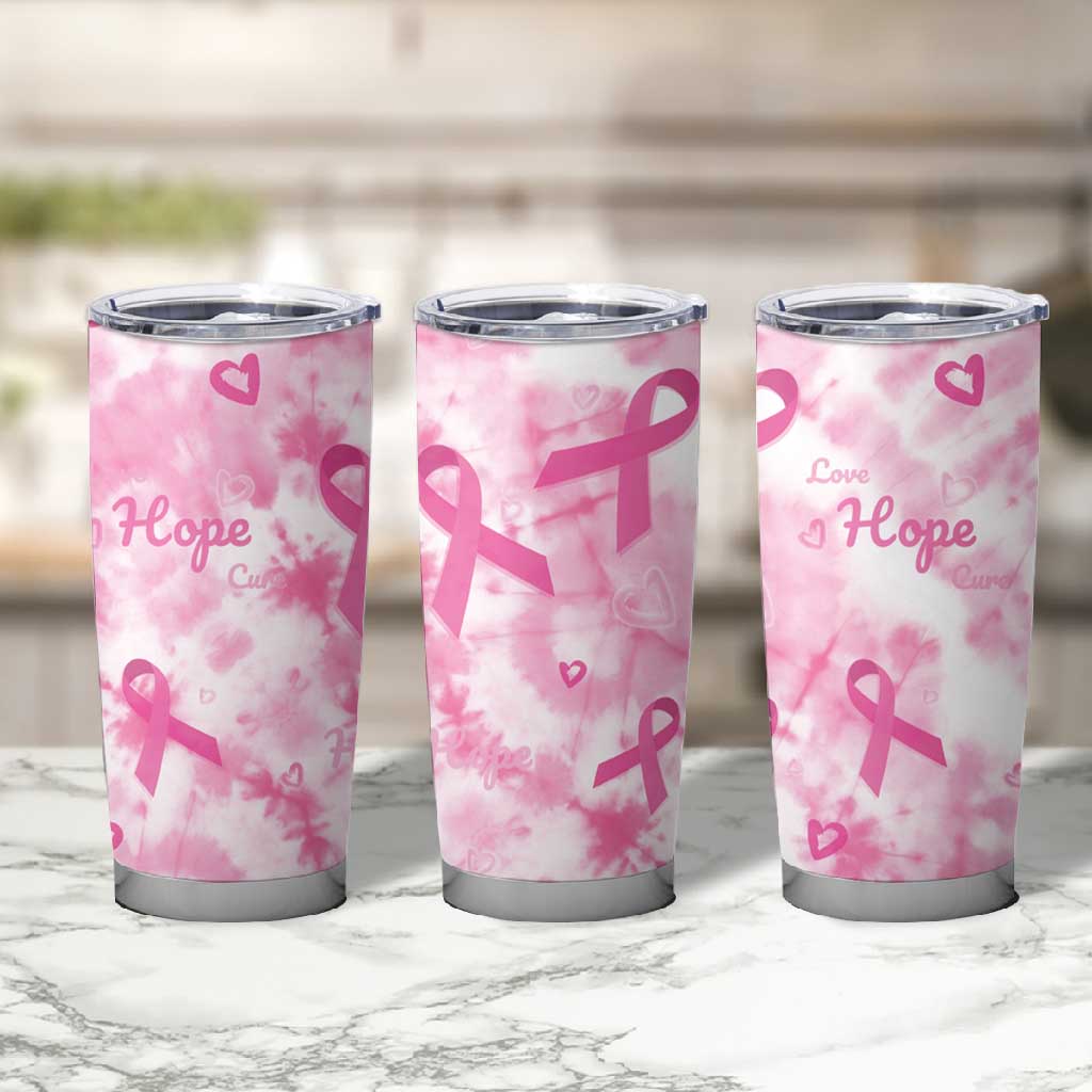 Pink Ribbon With Tie Dye Tumbler Cup Breast Cancer Awareness - African Pride