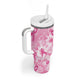 Pink Ribbon With Tie Dye Tumbler With Handle Breast Cancer Awareness - African Pride