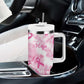 Pink Ribbon With Tie Dye Tumbler With Handle Breast Cancer Awareness - African Pride
