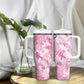 Pink Ribbon With Tie Dye Tumbler With Handle Breast Cancer Awareness - African Pride