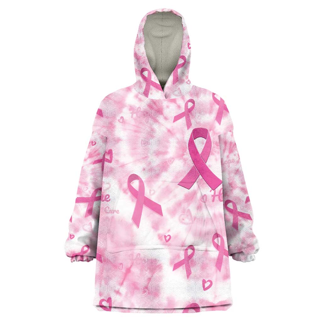 Pink Ribbon With Tie Dye Wearable Blanket Hoodie Breast Cancer Awareness - African Pride