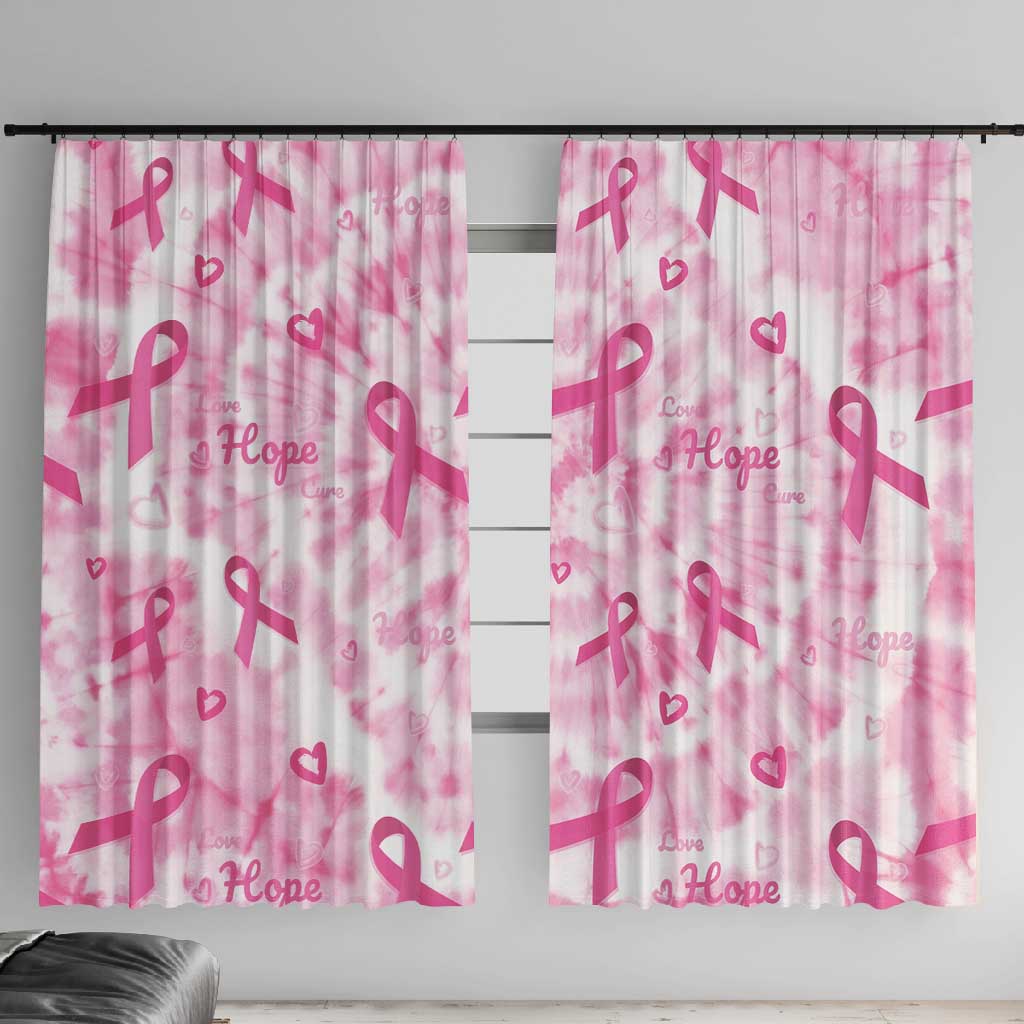 Pink Ribbon With Tie Dye Window Curtain Breast Cancer Awareness - African Pride