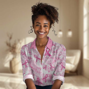 Pink Ribbon With Tie Dye Women Casual Shirt Breast Cancer Awareness - African Pride