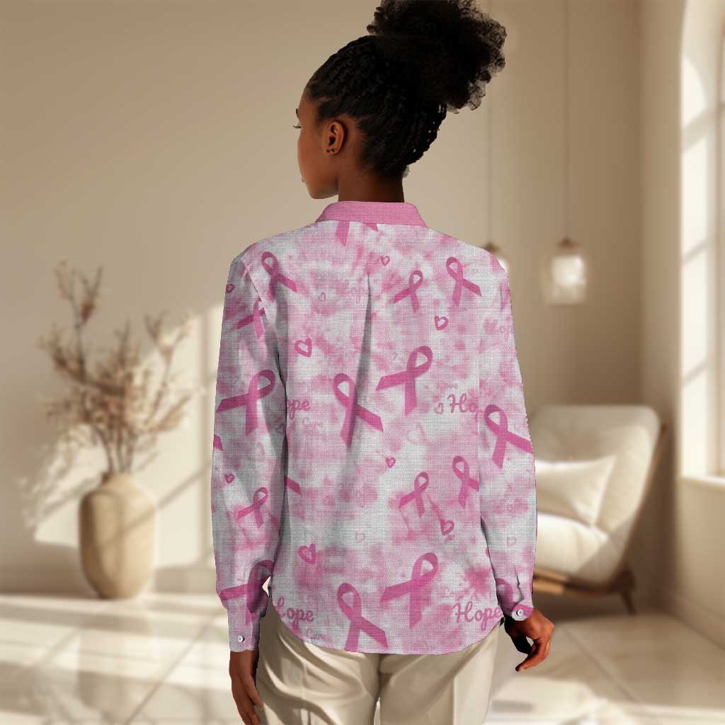 Pink Ribbon With Tie Dye Women Casual Shirt Breast Cancer Awareness - African Pride