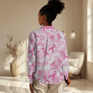 Pink Ribbon With Tie Dye Women Casual Shirt Breast Cancer Awareness - African Pride