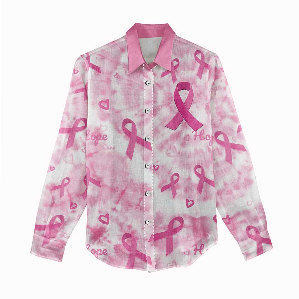 Pink Ribbon With Tie Dye Women Casual Shirt Breast Cancer Awareness - African Pride