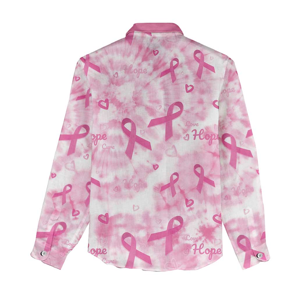 Pink Ribbon With Tie Dye Women Casual Shirt Breast Cancer Awareness - African Pride
