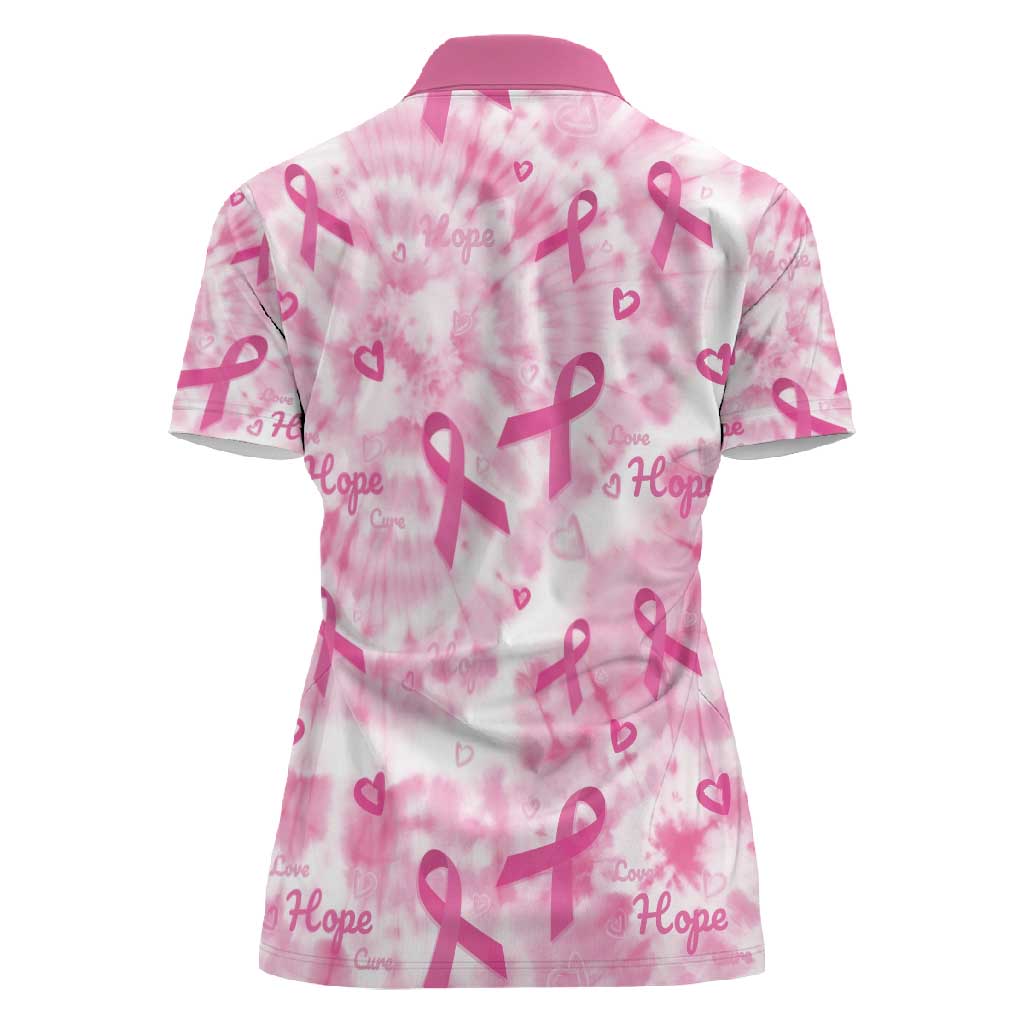 Pink Ribbon With Tie Dye Women Polo Shirt Breast Cancer Awareness - African Pride