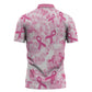 Breast Cancer Awareness Pink Ribbon Zipper Polo Shirt Tie Dye Style