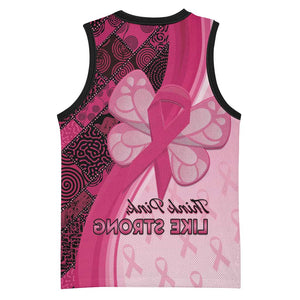 Breast Cancer Awareness Basketball Jersey Think Pink - African Pattern - African Pride