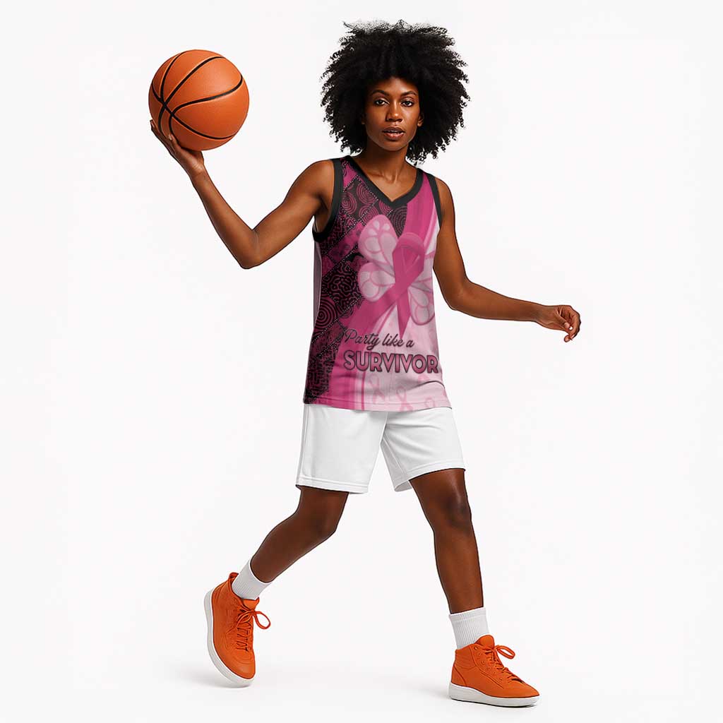 Breast Cancer Awareness Basketball Jersey Think Pink - African Pattern - African Pride